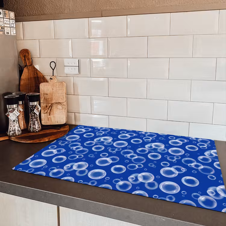Bubbels - Patroon - Blauw Inductie beschermer vinyl 3mm klein -sfeer3