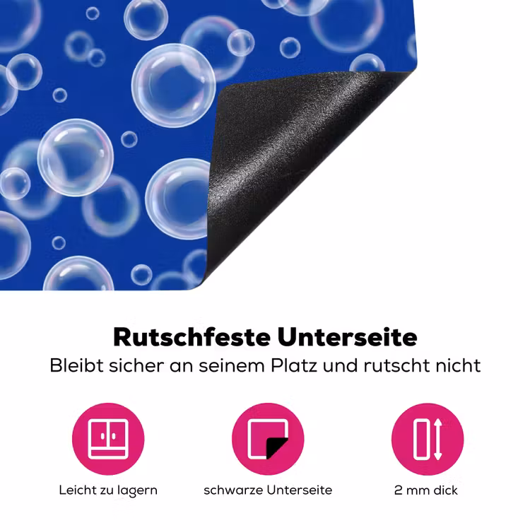 Bubbels - Patroon - Blauw Inductie beschermer vinyl 3mm klein -zzzzzzz-lf-onderkant