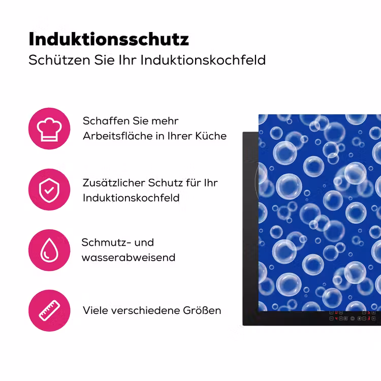 Bubbels - Patroon - Blauw Inductie beschermer vinyl 3mm klein -zzzzzzz-lf-ups