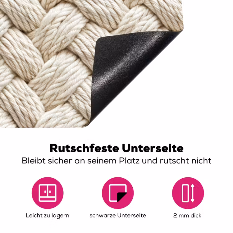 Touw - Gebreid - Beige Inductie beschermer vinyl 3mm klein 276 -zzzzzzz-lf-onderkant