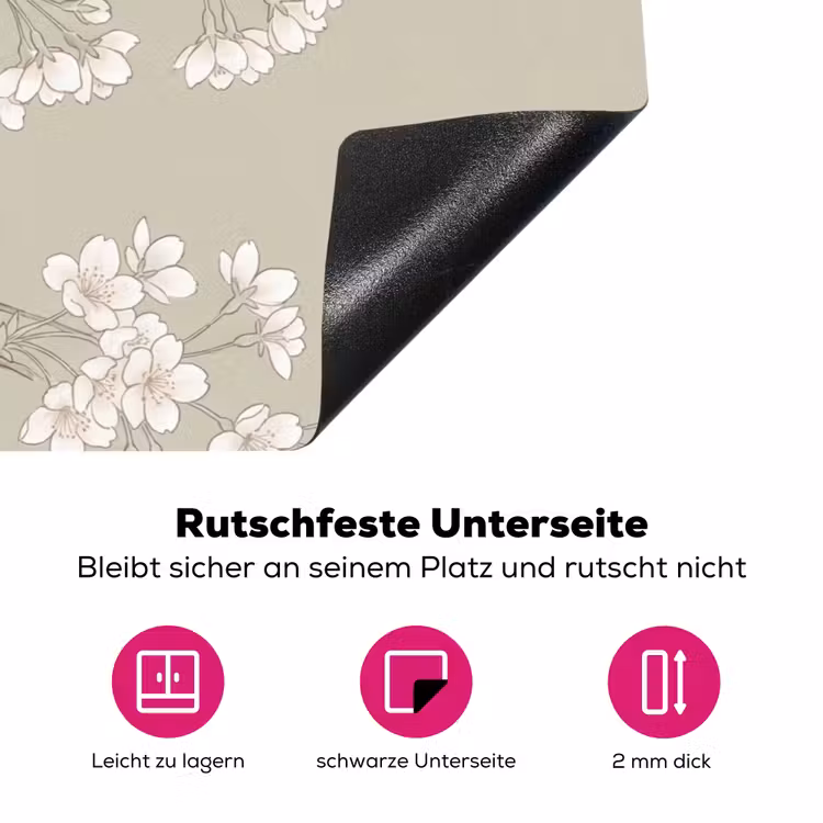 Sereen - Bloesem - Wit Inductie beschermer vinyl 3mm klein -zzzzzzz-lf-onderkant