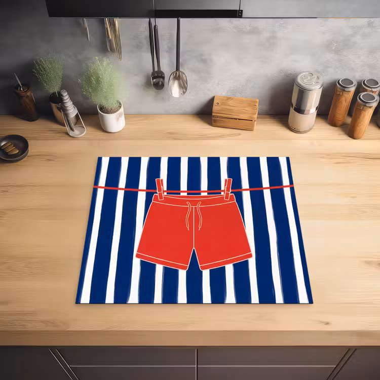 Shorts - Waslijn - Zomer - Illustratie - Rood Inductie beschermer vinyl 3mm middel -sfeer5