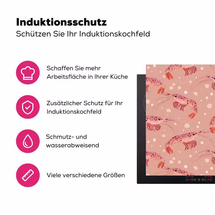 Garnalen - Stippen - Roze Inductie beschermer vinyl 3mm klein 276 -zzzzzzz-lf-ups