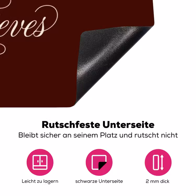 She plans she glows she achieves - Rood - Cursief Inductie beschermer vinyl 3mm klein -zzzzzzz-lf-onderkant
