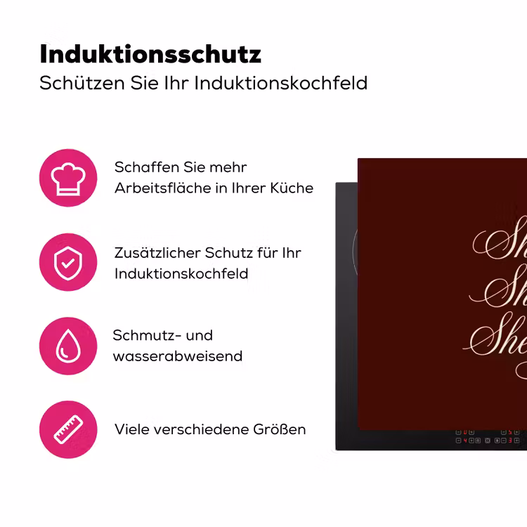 She plans she glows she achieves - Rood - Cursief Inductie beschermer vinyl 3mm klein -zzzzzzz-lf-ups