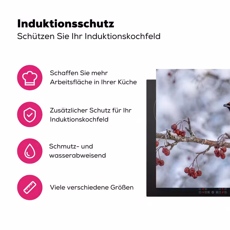 Pestvogel - Bessen - Winter - Natuur Inductie beschermer vinyl 3mm klein -zzzzzzz-lf-ups