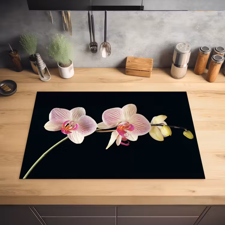 Getekende Schoonheid van Orchideeën Inductie beschermer vinyl 3mm klein -sfeer5