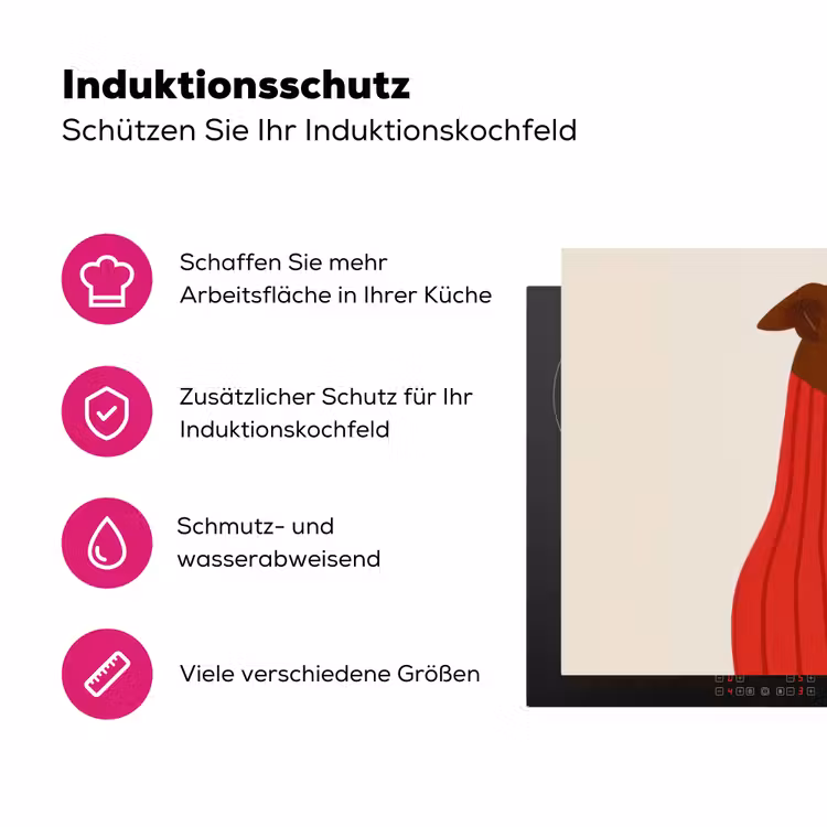 Silhouet - Hond - Trui - Rood Inductie beschermer vinyl 3mm klein -zzzzzzz-lf-ups
