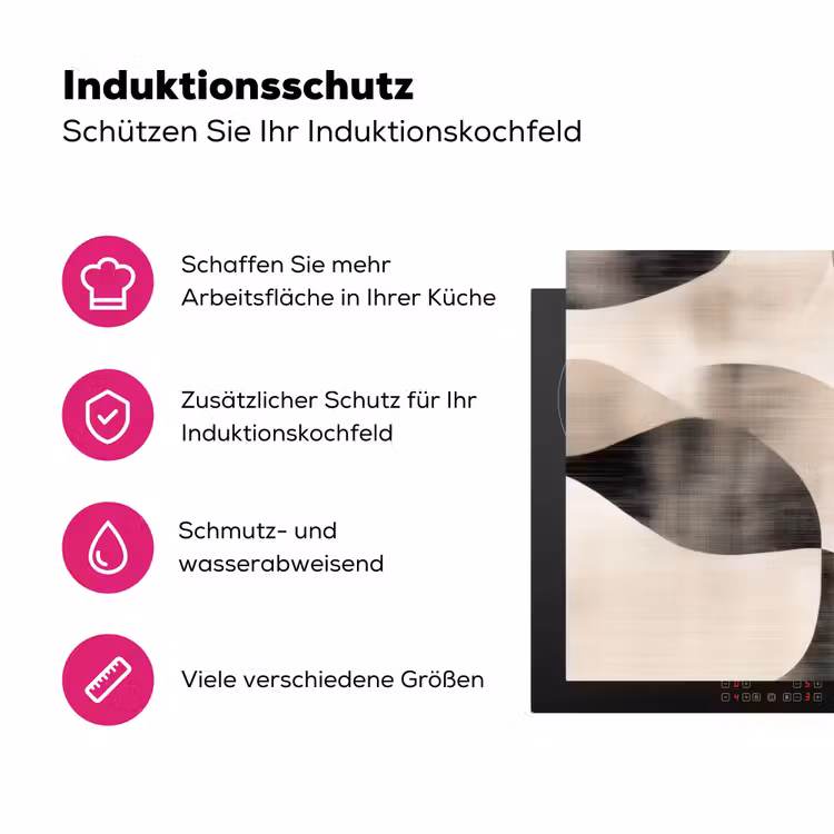 Grillige vormen - Subtiele overgangen - Dynamisch Inductie beschermer vinyl 3mm klein -zzzzzzz-lf-ups
