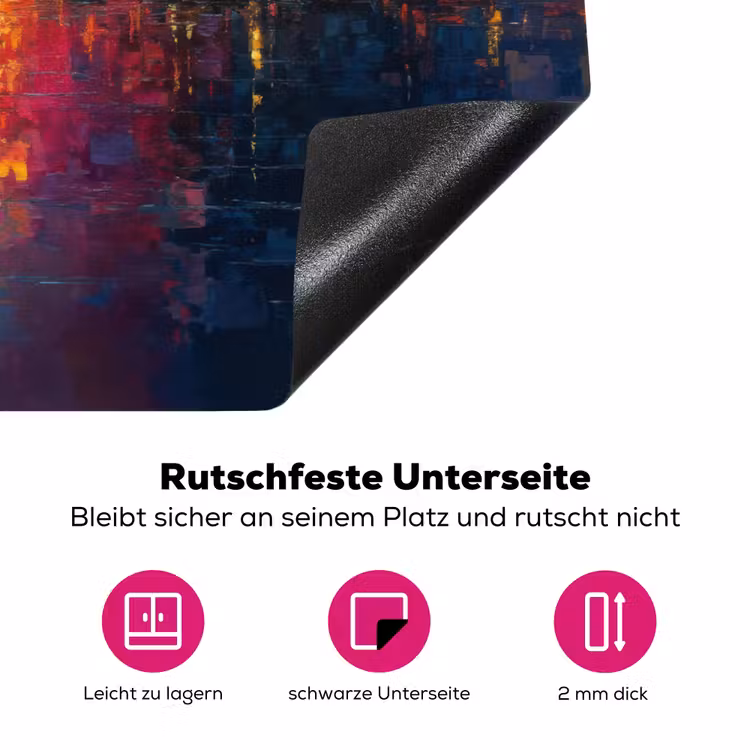 Skyline - Penseelstreken - Donkerblauw - Lichtgevend Inductie beschermer vinyl 3mm klein -zzzzzzz-lf-onderkant
