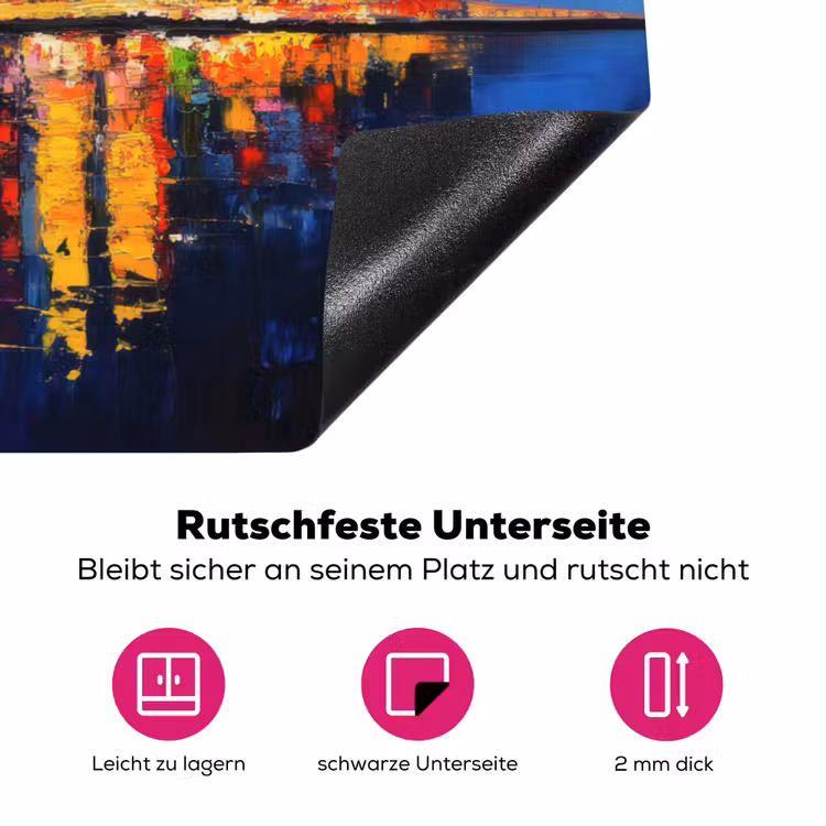 Skyline Toronto - Modern - Stadslicht - Blauw Inductie beschermer vinyl 3mm klein -zzzzzzz-lf-onderkant