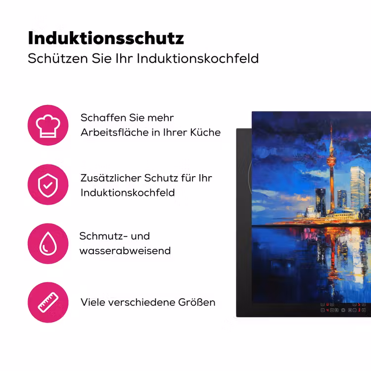 Skyline Toronto - Modern - Stadslicht - Blauw Inductie beschermer vinyl 3mm klein -zzzzzzz-lf-ups