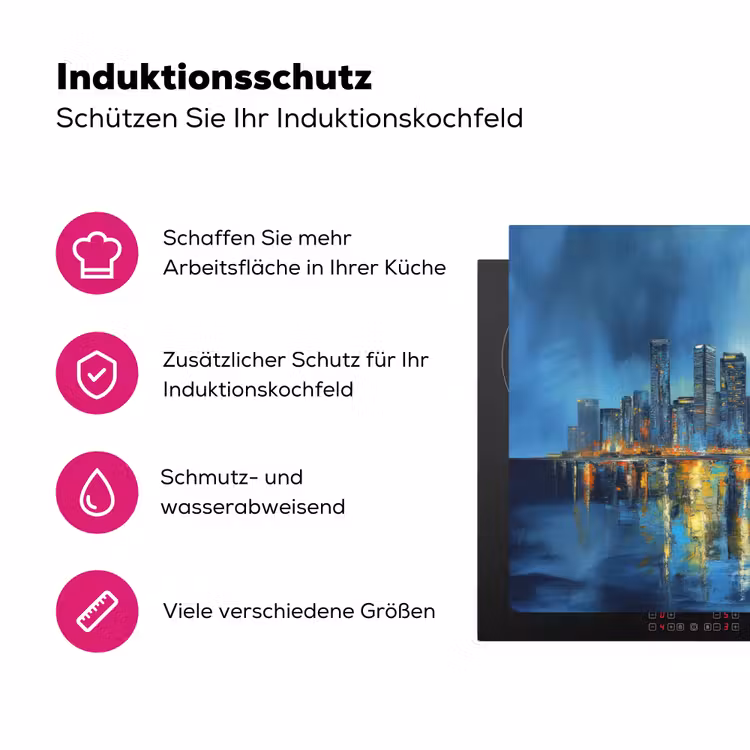 Skyline Toronto - Water - Stadslichten - Toren Inductie beschermer vinyl 3mm klein -zzzzzzz-lf-ups