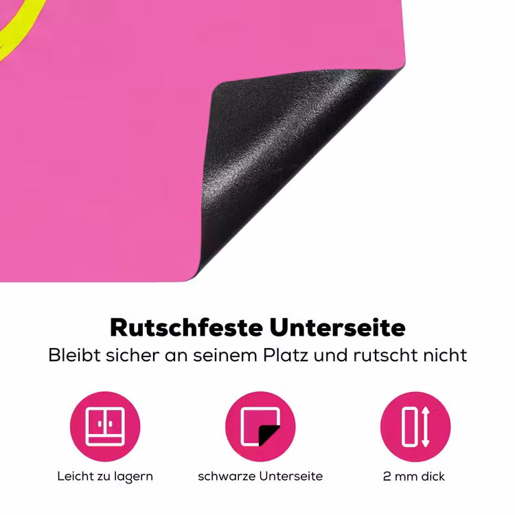 Smiley - Vrolijk - Roze Inductie beschermer vinyl 3mm klein -zzzzzzz-lf-onderkant