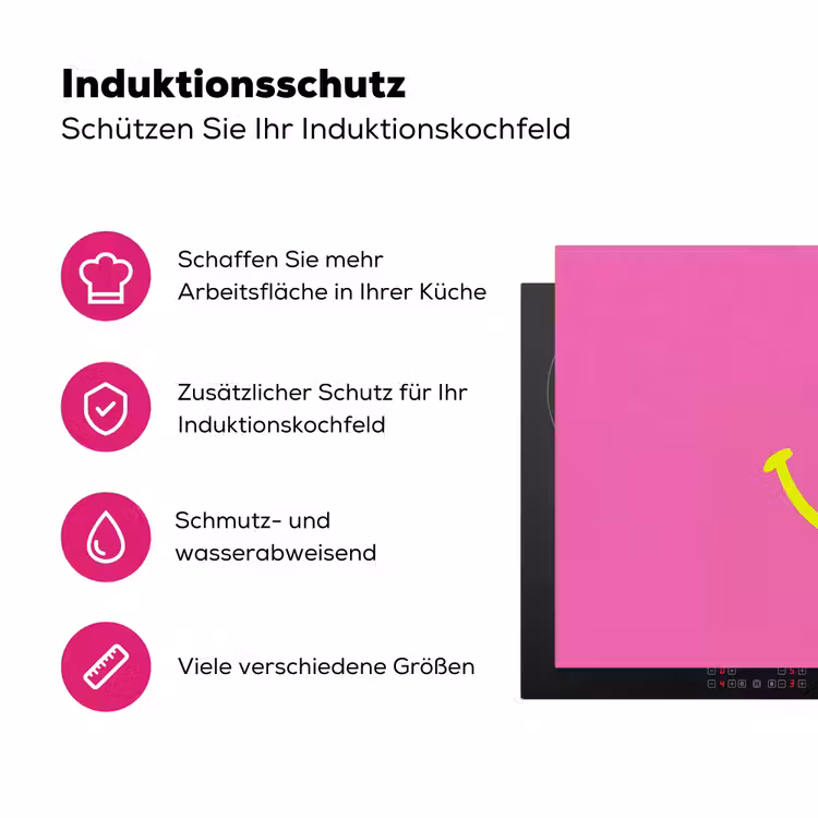 Smiley - Vrolijk - Roze Inductie beschermer vinyl 3mm klein -zzzzzzz-lf-ups