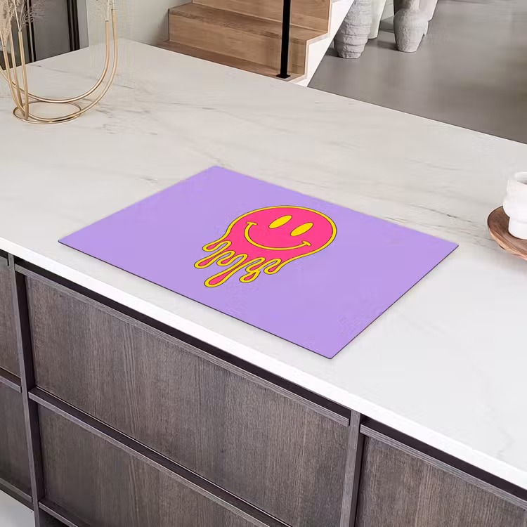 Smiley - Drip - Neon Inductie beschermer vinyl 3mm klein -sfeer8