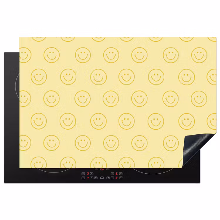 Smileys - Patroon - Retro - Zachtgeel Inductie beschermer vinyl 3mm klein 276 -3d