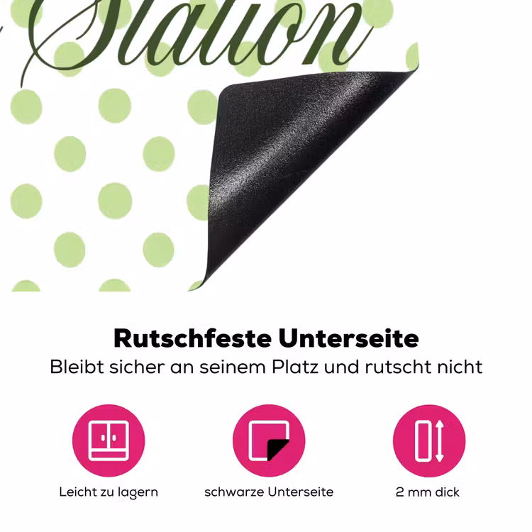 Snack Station - Groen - Stippen Inductie beschermer vinyl 3mm middel -zzzzzzz-lf-onderkant