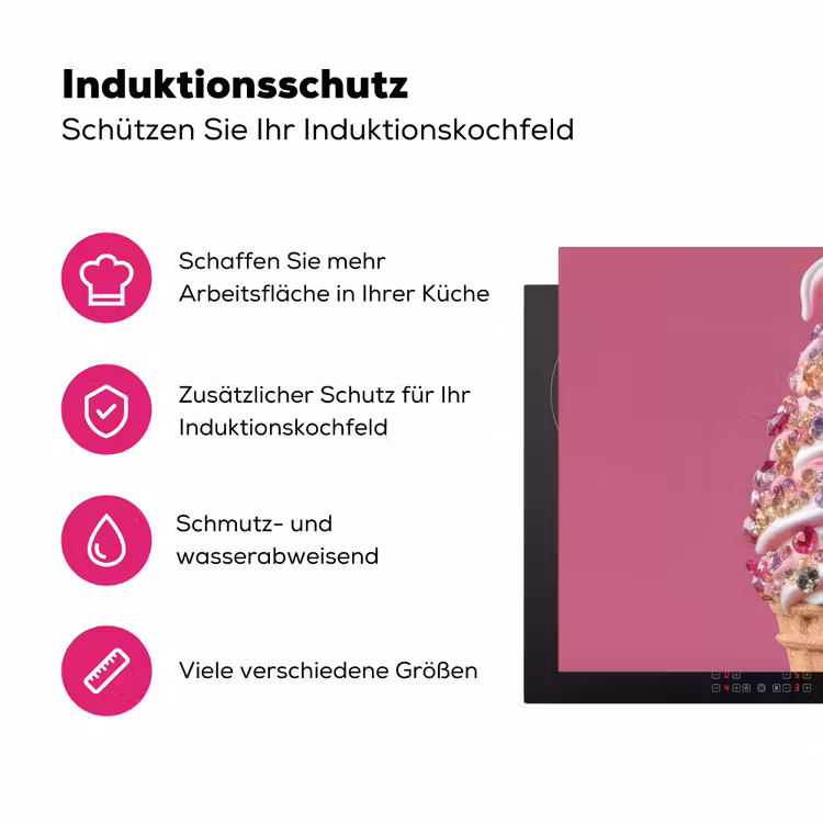 Softijs - Edelstenen - Roze - Hoorntje Inductie beschermer vinyl 3mm klein -zzzzzzz-lf-ups