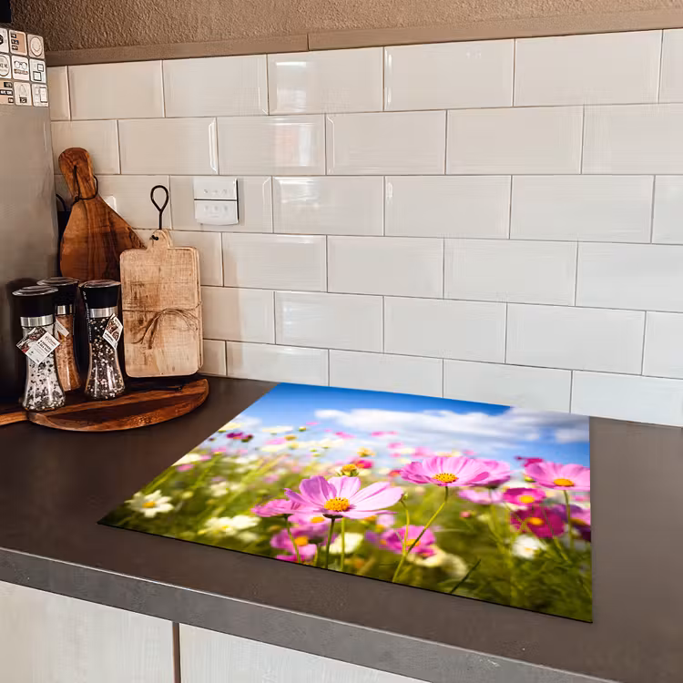 Zomerse Cosmea Inductie beschermer vinyl 3mm middel -sfeer3
