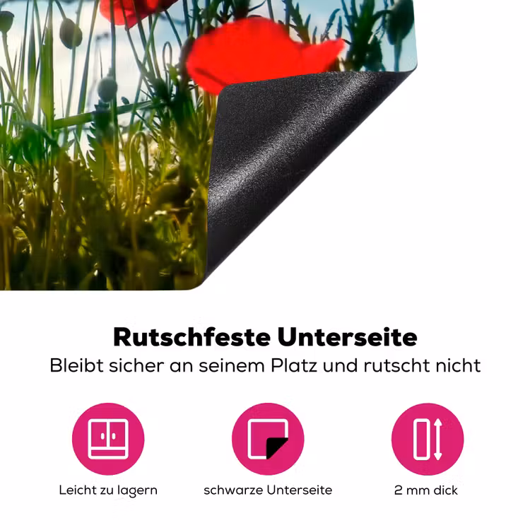Zomerse Klaprozenpracht Inductie beschermer vinyl 3mm klein -zzzzzzz-lf-onderkant