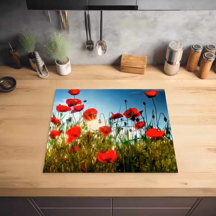 Zomerse Klaprozenpracht Inductie beschermer vinyl 3mm middel -sfeer5