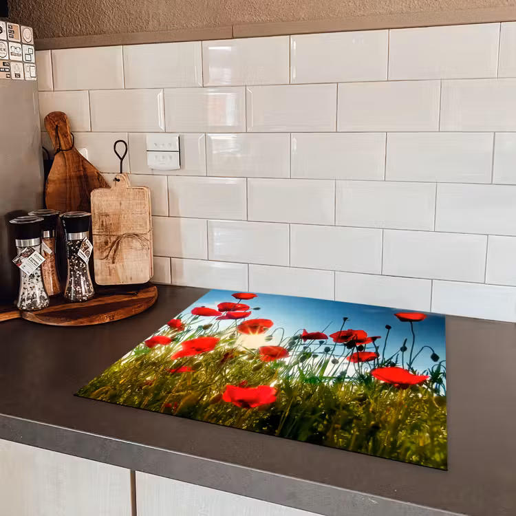 Zomerse Klaprozenpracht Inductie beschermer vinyl 3mm middel -sfeer3