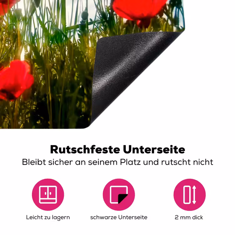 Zomerse Klaprozenpracht Inductie beschermer vinyl 3mm middel -zzzzzzz-lf-onderkant