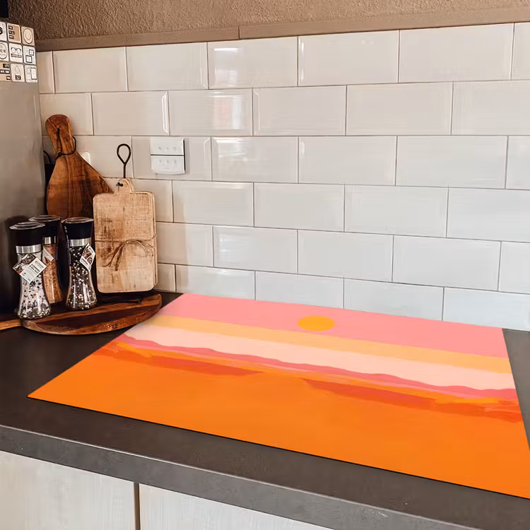 Zon - Abstract - Landschap - Oranje Inductie beschermer vinyl 3mm klein -sfeer3