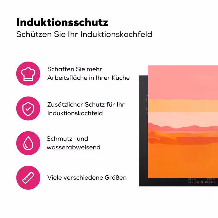 Zon - Abstract - Landschap - Oranje Inductie beschermer vinyl 3mm klein -zzzzzzz-lf-ups