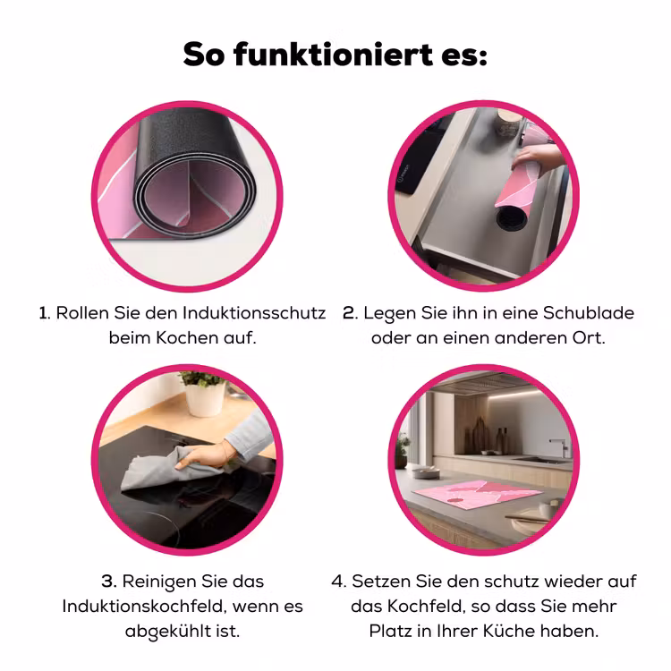 Zon - Bergen - Natuur - Abstract - Roze Inductie beschermer vinyl 3mm middel -zzzzzzz-lf-werking