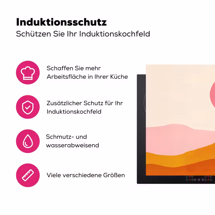 Zon - Heuvels - Abstract - Roze Inductie beschermer vinyl 3mm klein -zzzzzzz-lf-ups