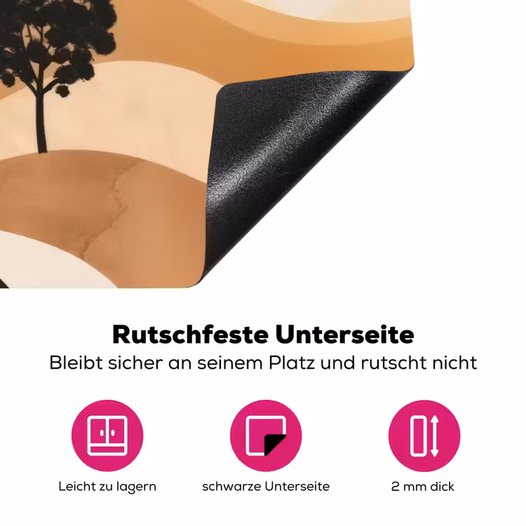 Zon - Heuvels - Boom - Abstract Inductie beschermer vinyl 3mm klein -zzzzzzz-lf-onderkant