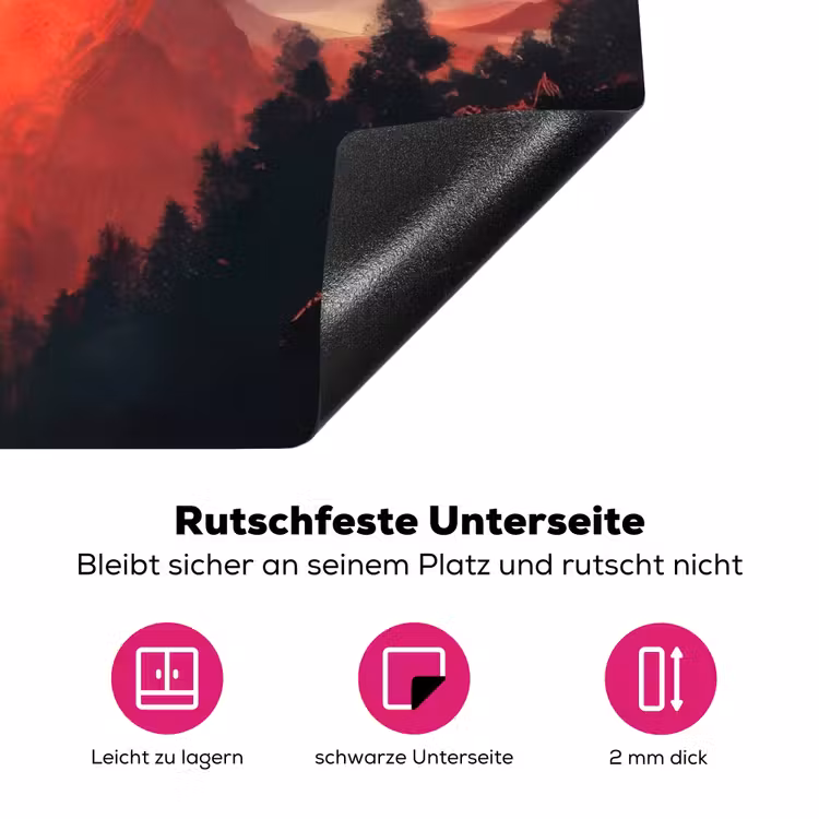 Zon - Krijger - Bomen - Bergen Inductie beschermer vinyl 3mm klein -zzzzzzz-lf-onderkant