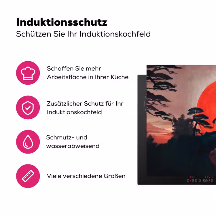 Zon - Krijger - Bomen - Bergen Inductie beschermer vinyl 3mm klein -zzzzzzz-lf-ups