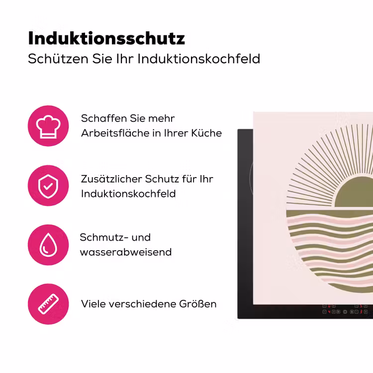 Zon - Zee - Abstract - Modern - Roze Inductie beschermer vinyl 3mm middel -zzzzzzz-lf-ups