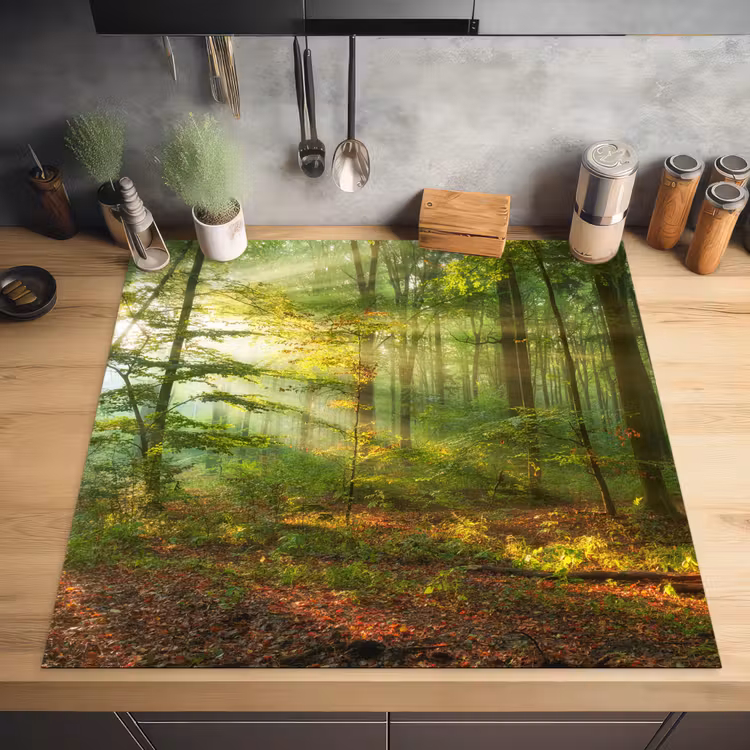 Zon - Bos - Bomen - Natuur - Herfst Inductie beschermer vinyl 3mm middel -sfeer5