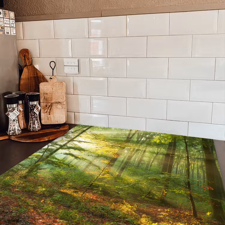 Zon - Bos - Bomen - Natuur - Herfst Inductie beschermer vinyl 3mm middel -sfeer3