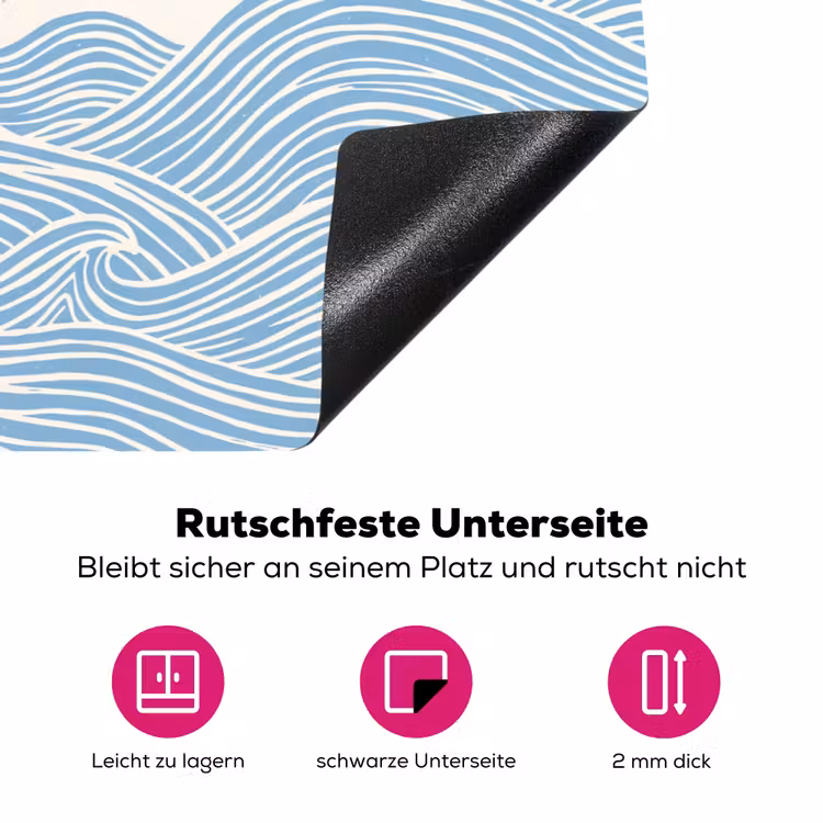 Zon - Golven - Oceaan - Abstract - Rood Inductie beschermer vinyl 3mm klein -zzzzzzz-lf-onderkant