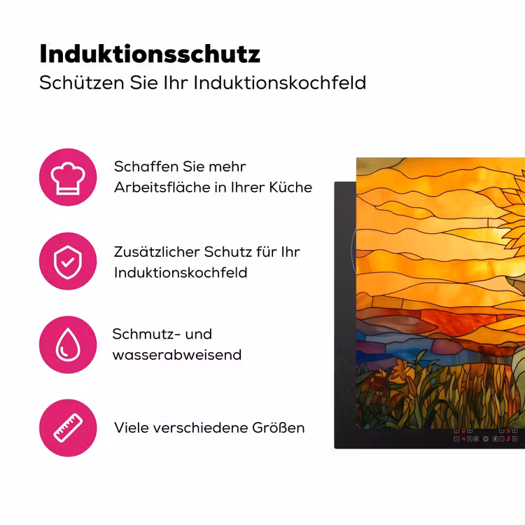 Zonnebloem - Mozaïek - Zonsondergang - Geel Inductie beschermer vinyl 3mm klein -zzzzzzz-lf-ups