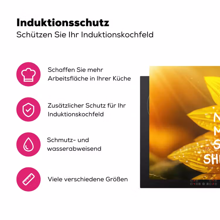 Zonnebloem - Close up - Geel - Quote Inductie beschermer vinyl 3mm klein -zzzzzzz-lf-ups
