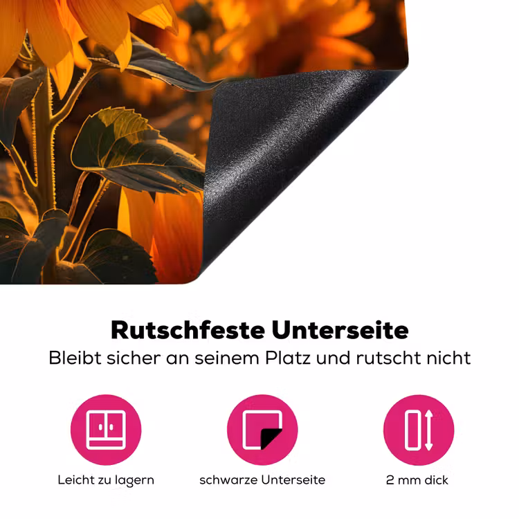 Zonnebloem - Zonsondergang - Bloemen - Natuur - Geel Inductie beschermer vinyl 3mm middel -zzzzzzz-lf-onderkant