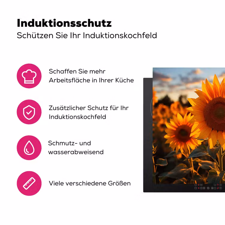 Zonnebloem - Zonsondergang - Bloemen - Natuur - Geel Inductie beschermer vinyl 3mm middel -zzzzzzz-lf-ups