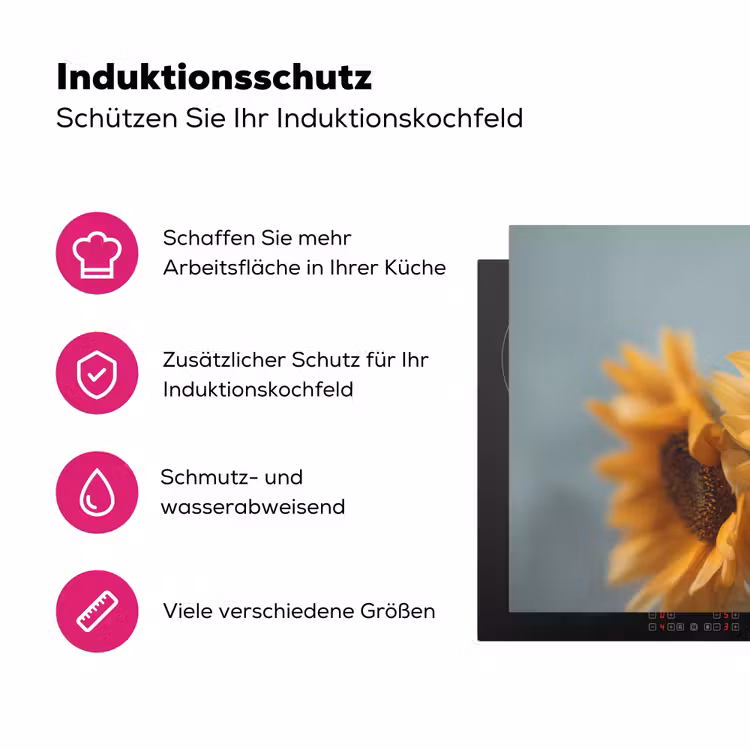 Zonnebloemen - Geel - Wazig Inductie beschermer vinyl 3mm klein -zzzzzzz-lf-ups