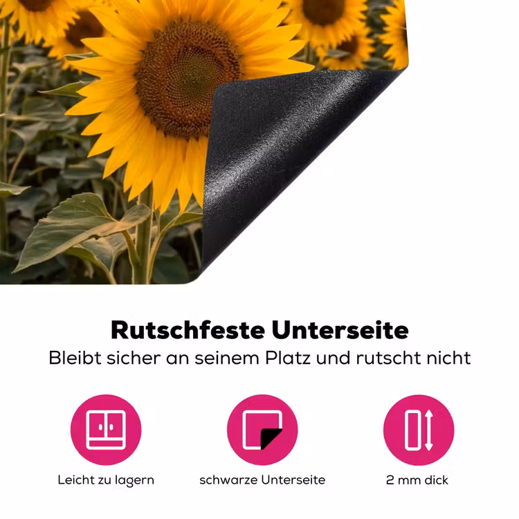 Zonnebloemen - Heuvellandschap - Geel Inductie beschermer vinyl 3mm klein -zzzzzzz-lf-onderkant