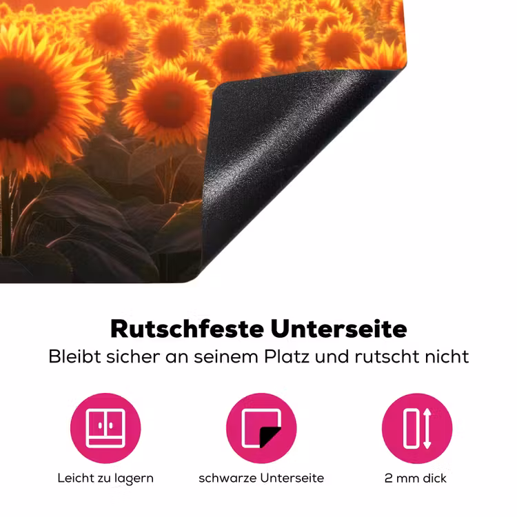 Zonnebloemen - Zonsondergang - Landschap Inductie beschermer vinyl 3mm klein -zzzzzzz-lf-onderkant