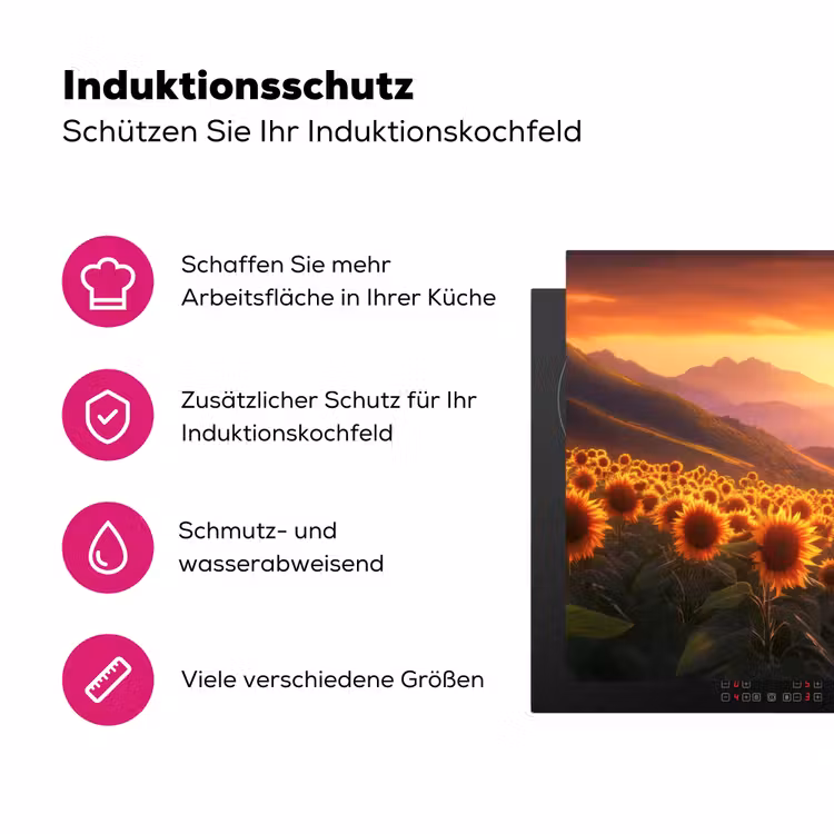 Zonnebloemen - Zonsondergang - Landschap Inductie beschermer vinyl 3mm klein -zzzzzzz-lf-ups