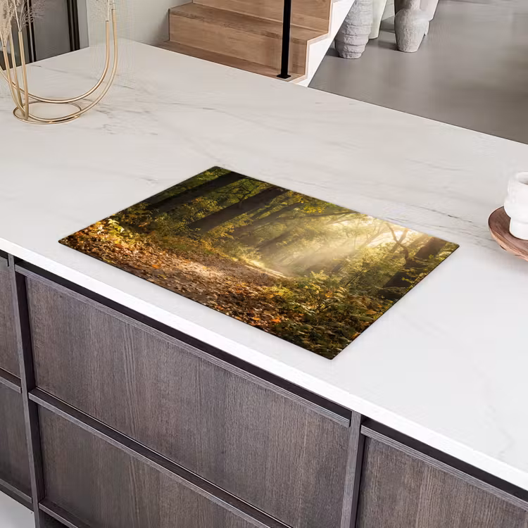 Zonlicht - Bospad - Bomen Inductie beschermer vinyl 3mm klein -sfeer8