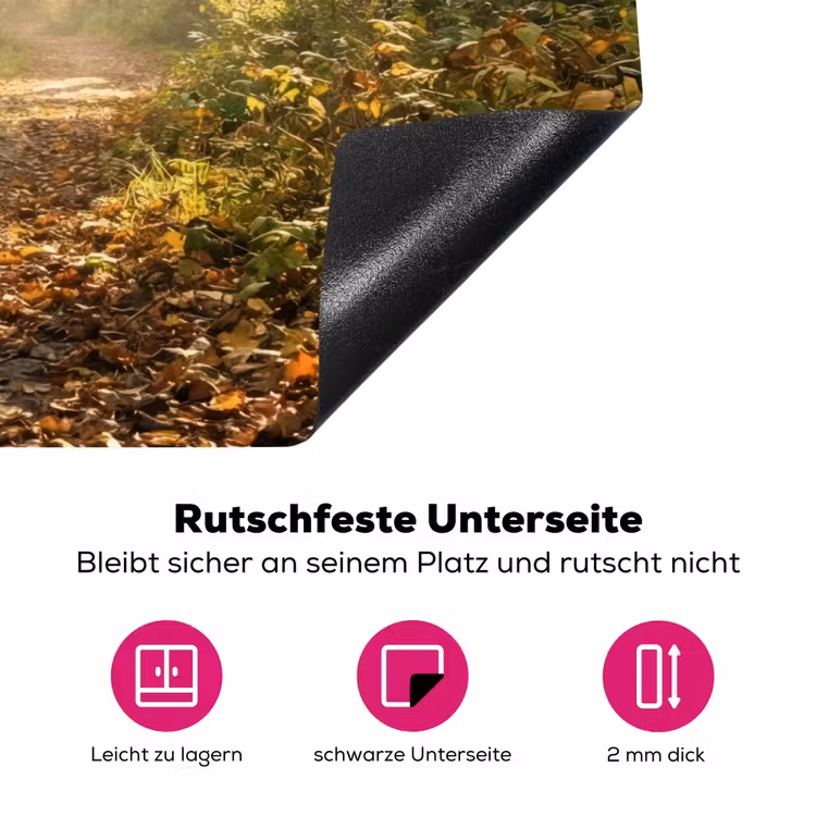 Zonlicht - Bospad - Bomen Inductie beschermer vinyl 3mm klein -zzzzzzz-lf-onderkant