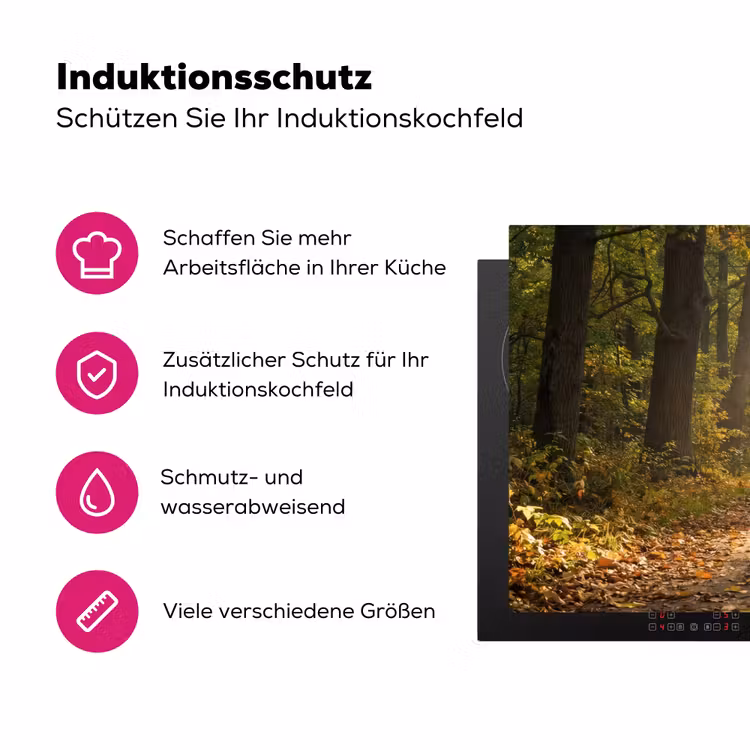 Zonlicht - Bospad - Bomen Inductie beschermer vinyl 3mm klein -zzzzzzz-lf-ups